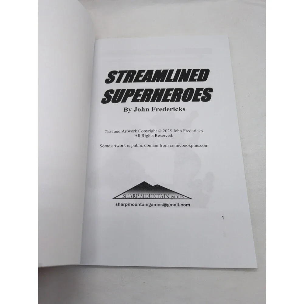 Streamlined Superheroes RPG Book Sharp Mountain Games